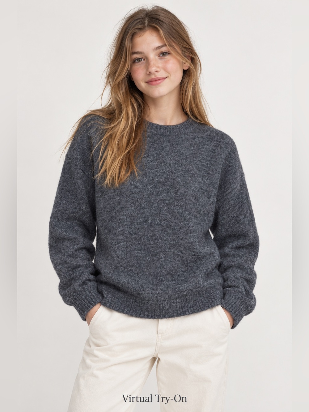 H&M Girls Gray Wool Blend Crewneck Sweater Size 14Y+ US 20 New With Tags M